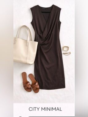 AllSaints Draped Midi Dress | Charcoal/Grey | Minimal Chic Staple